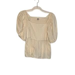 Cream Peplum Cottage Top M